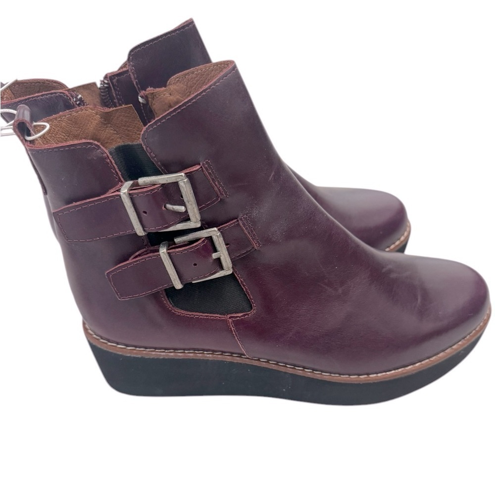 Marroqui Sanchez Italian Maroon Buckle Women Ankle Leather Boots
